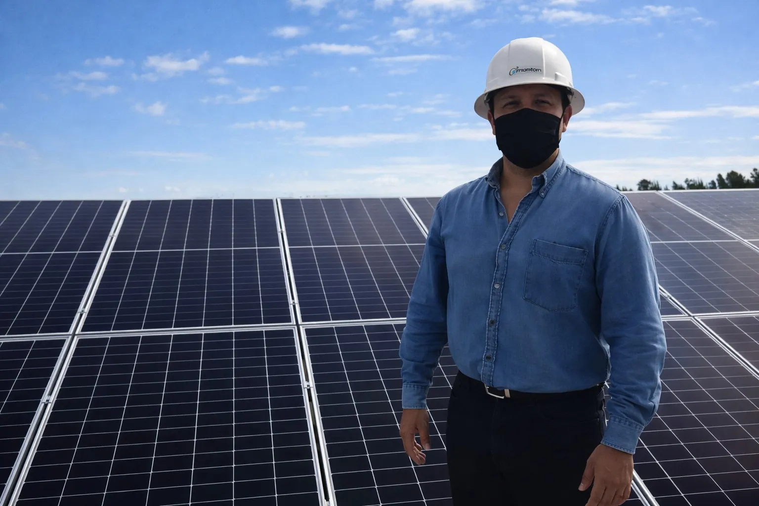 Especialista de Seré Solar frente a instalación fotovoltaica